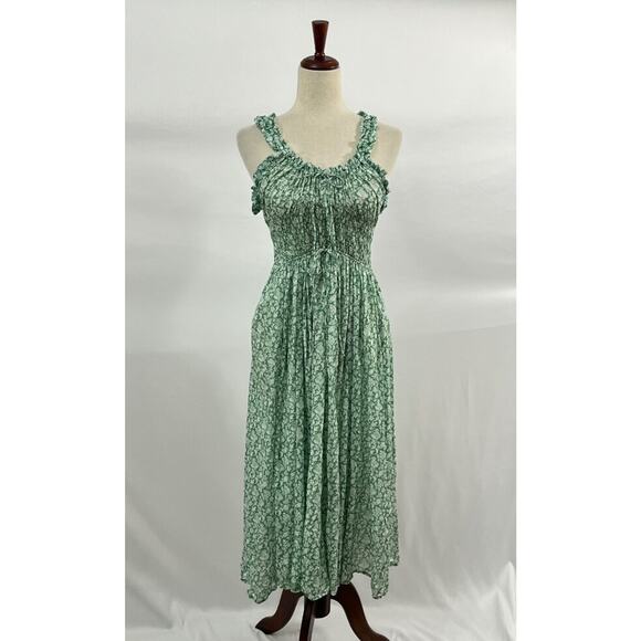 DOEN Sz M Medium Peridot Tea Floral Emmaretta Dress ALTERED - Picture 2 of 10